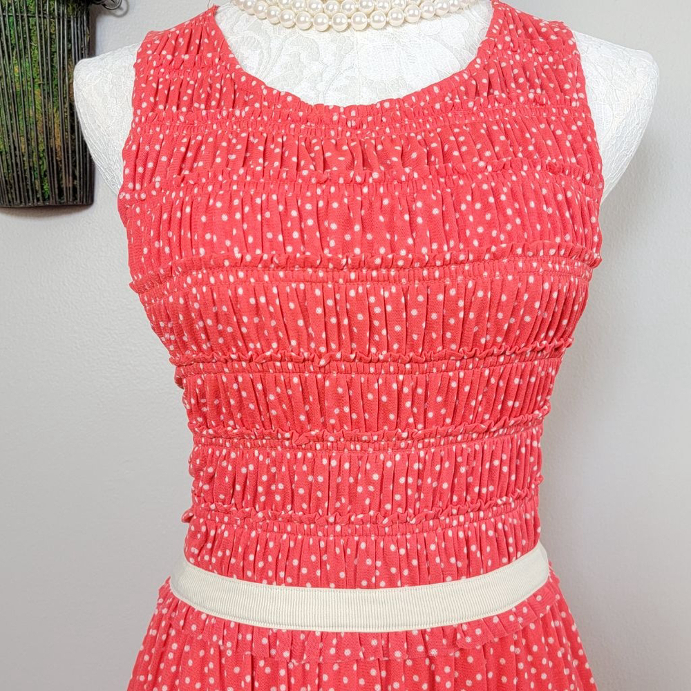 Postmark Anthropologie Sleeveless Polka Dot Mini Dress Smocked Fit & Flare XS - Picture 3 of 13
